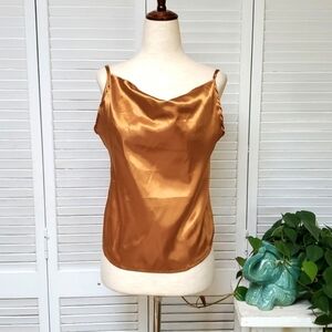 NWT CELLABIE Vetements Metallic Copper Cowl Neck Cami Top Size S